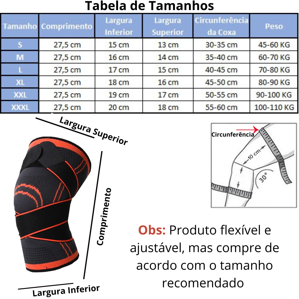 Joelheira Elástica Pressurizada Para Esportes